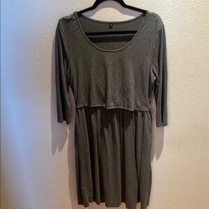 Gray 3/4 Sleeve Nursing Dress